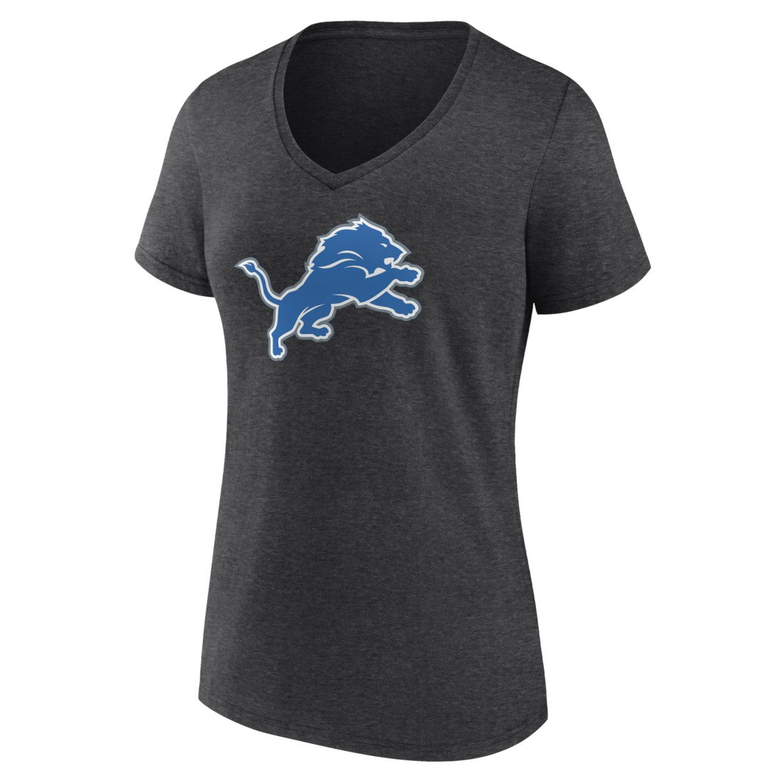 Detroit Lions Women's Primary Team Logo V-Neck T-Shirt Charcoal - NFL
