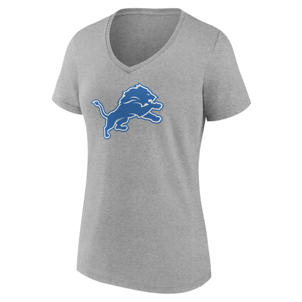 Detroit Lions Women's Primary Team Logo V-Neck T-Shirt Heather Gray - NFL