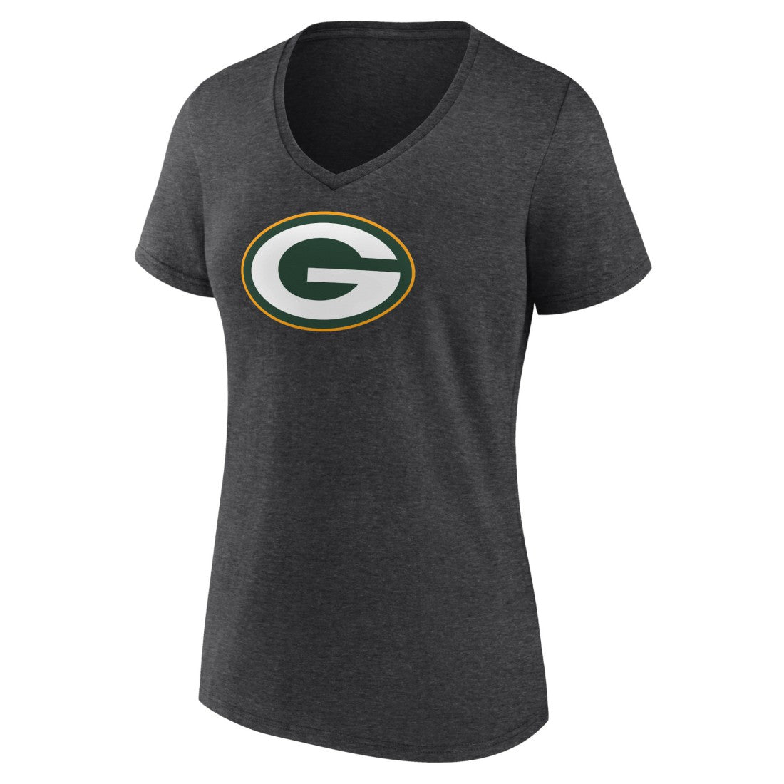 Green Bay Packers Women's Primary Team Logo V-Neck T-Shirt Charcoal - NFL