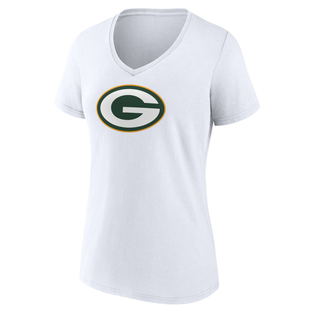 Green Bay Packers Women's Primary Team Logo V-Neck T-Shirt White - NFL