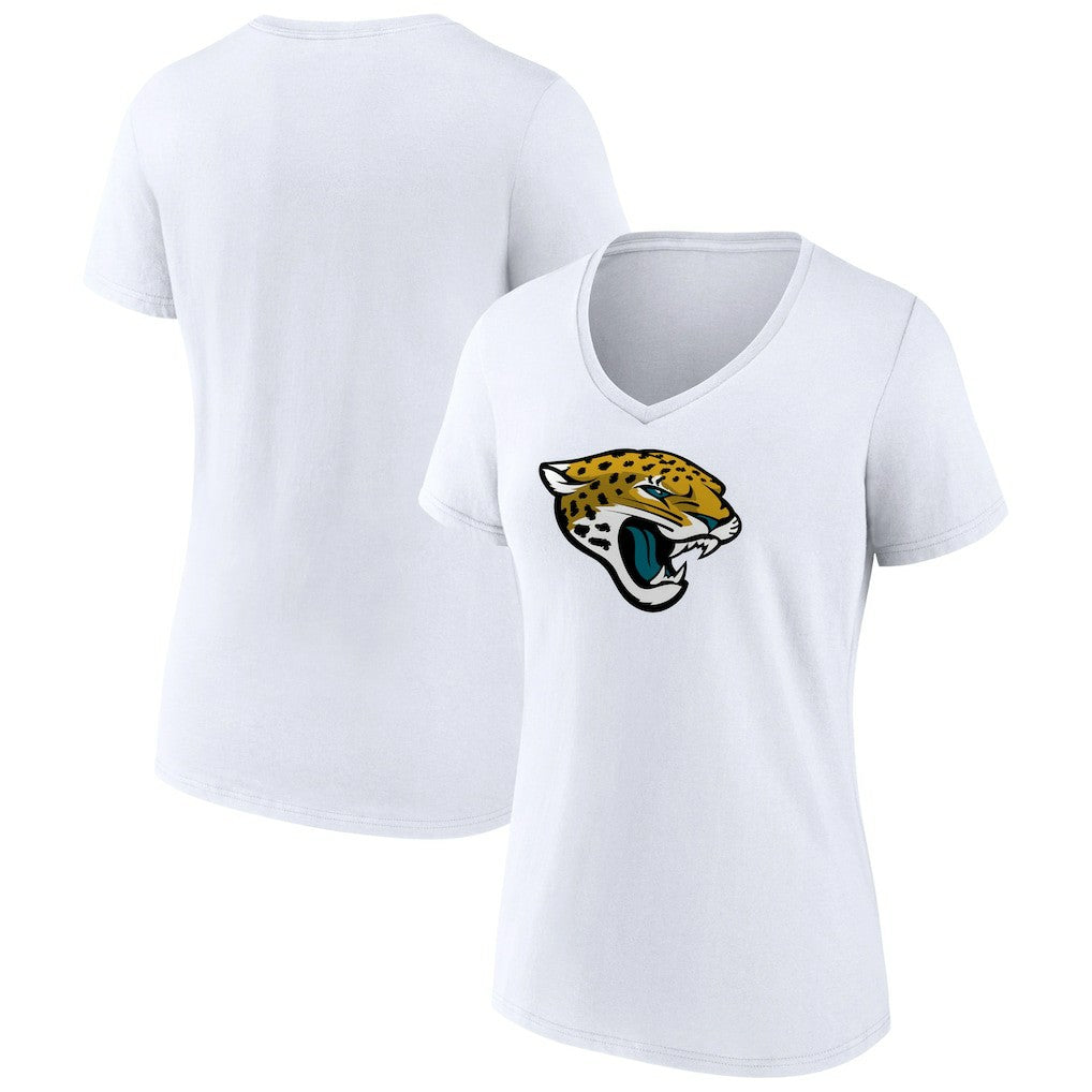 Jacksonville Jaguars Women's Primary Team Logo V-Neck T-Shirt White - NFL