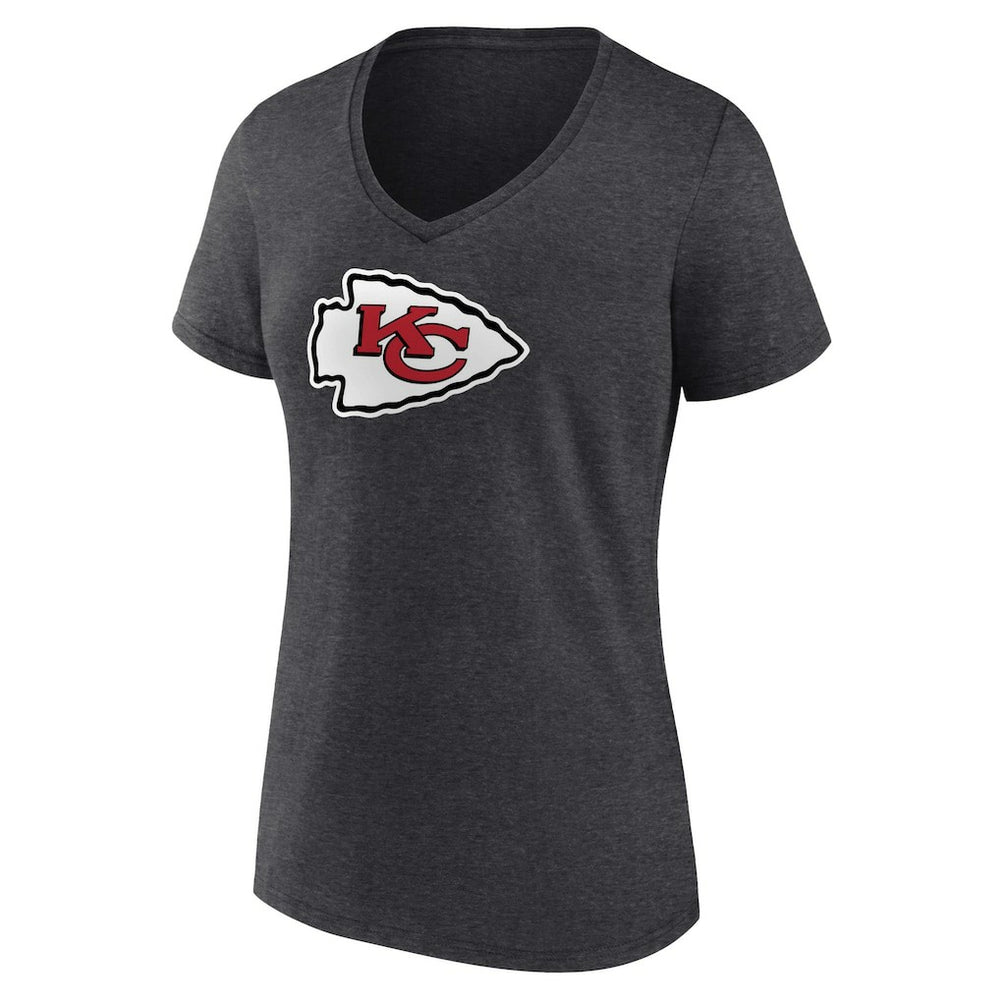 Kansas City Chiefs Women's Primary Team Logo V-Neck T-Shirt Charcoal - NFL