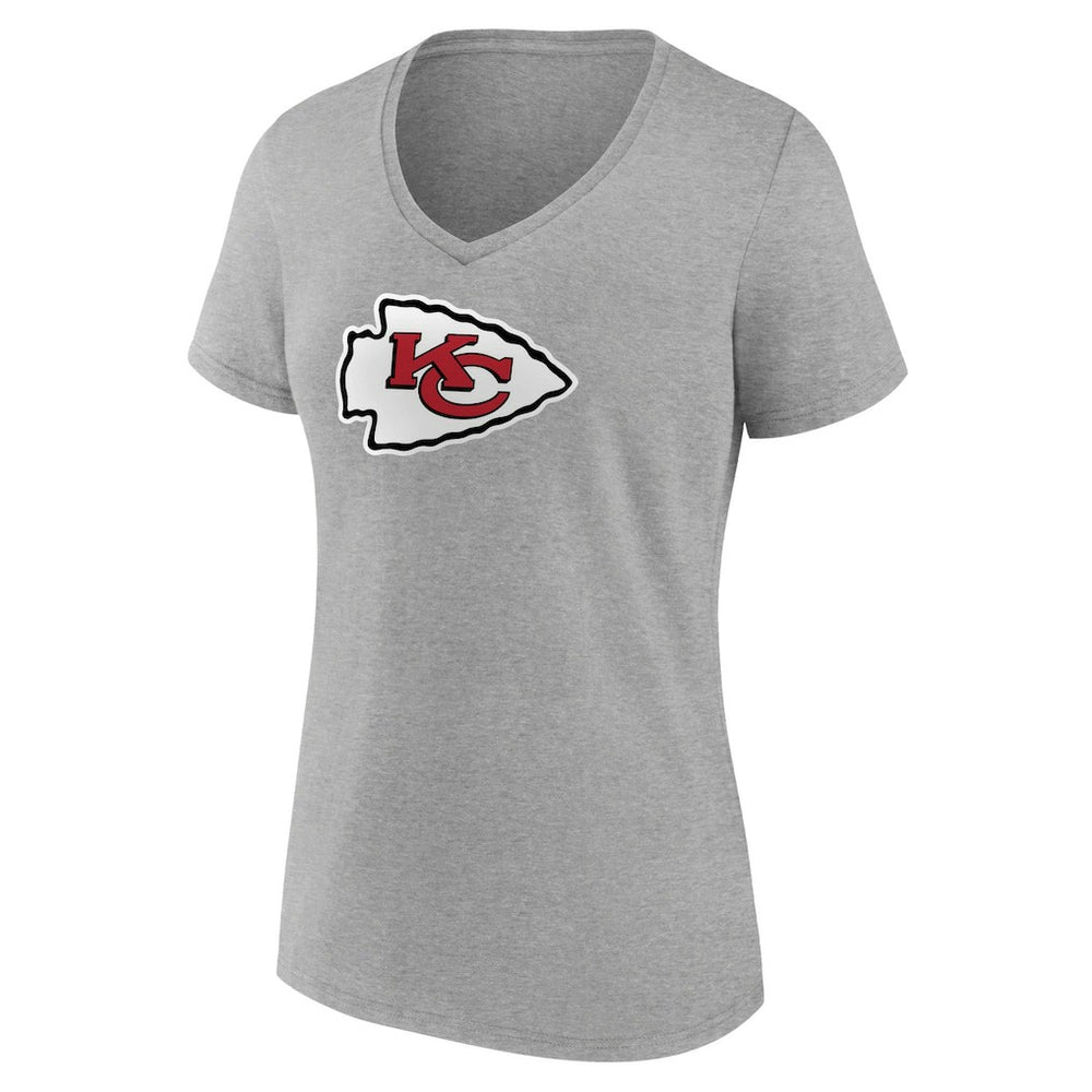 Kansas City Chiefs Women's Primary Team Logo V-Neck T-Shirt Heather Gray - NFL