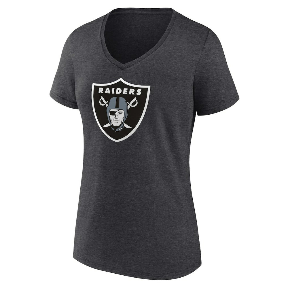 Las Vegas Raiders Women's Primary Team Logo V-Neck T-Shirt Charcoal - NFL
