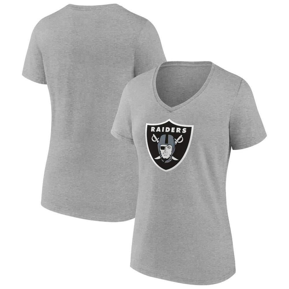 Las Vegas Raiders Women's Primary Team Logo V-Neck T-Shirt Heather Gray - NFL
