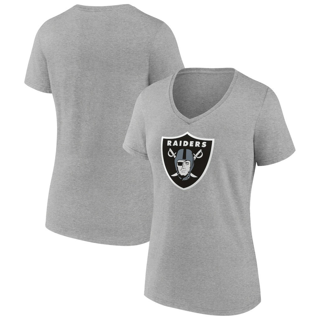 Las Vegas Raiders Women's Primary Team Logo V-Neck T-Shirt Heather Gray - NFL