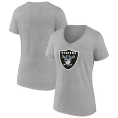 Las Vegas Raiders Women's Primary Team Logo V-Neck T-Shirt Heather Gray - NFL