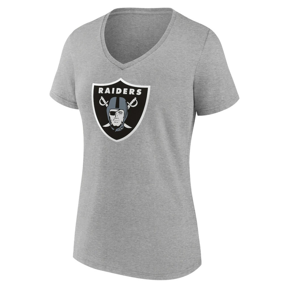 Las Vegas Raiders Women's Primary Team Logo V-Neck T-Shirt Heather Gray - NFL