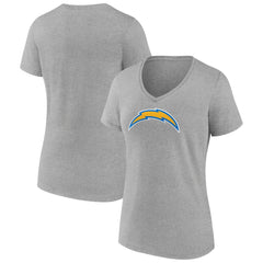 Los Angeles Chargers Women's Primary Team Logo V-Neck T-Shirt Heather Gray - NFL