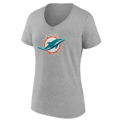 Miami Dolphins Women's Primary Team Logo V-Neck T-Shirt Heather Gray - NFL