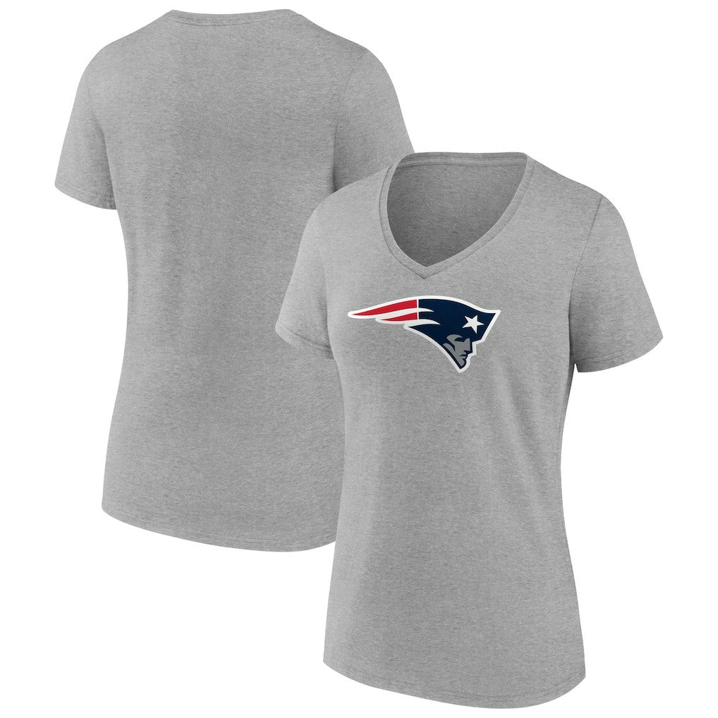 New England Patriots Women's Primary Team Logo V-Neck T-Shirt Heather Gray - NFL