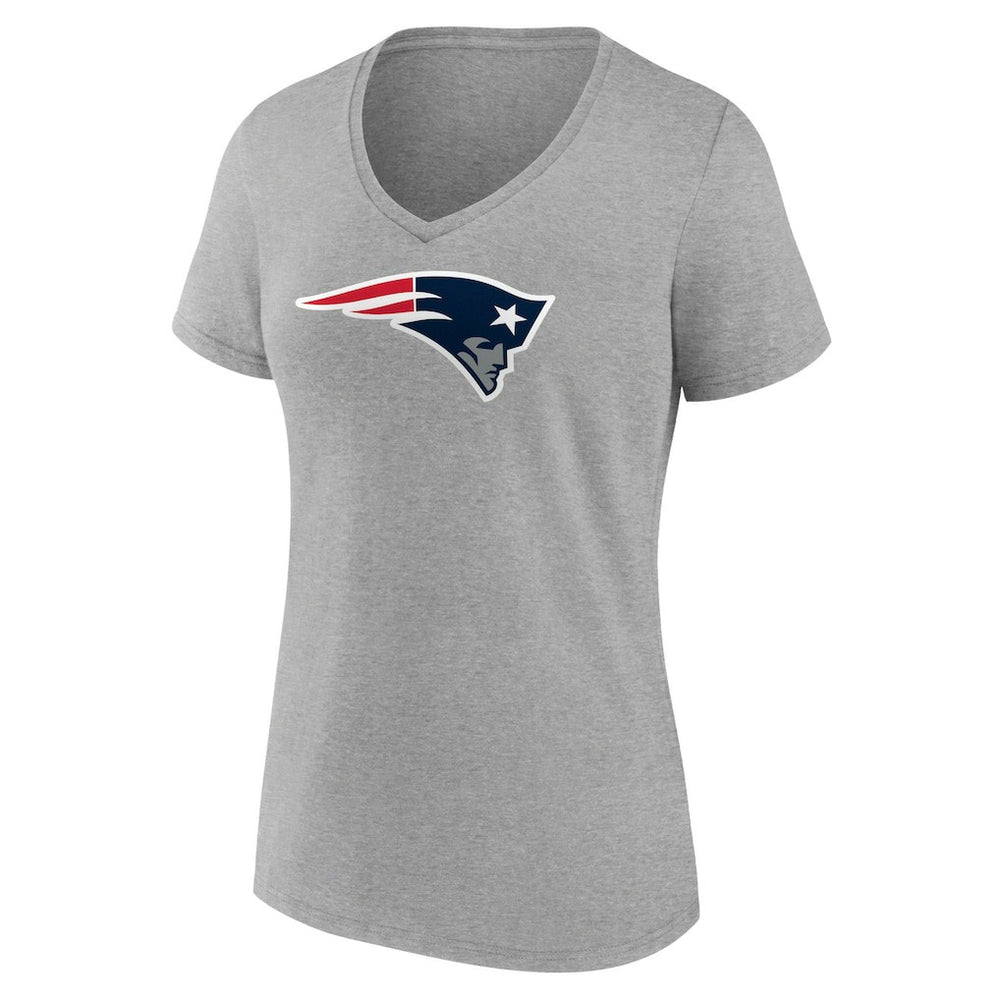 New England Patriots Women's Primary Team Logo V-Neck T-Shirt Heather Gray - NFL
