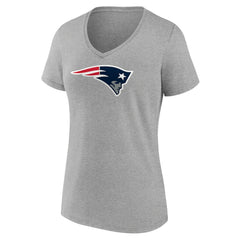 New England Patriots Women's Primary Team Logo V-Neck T-Shirt Heather Gray - NFL