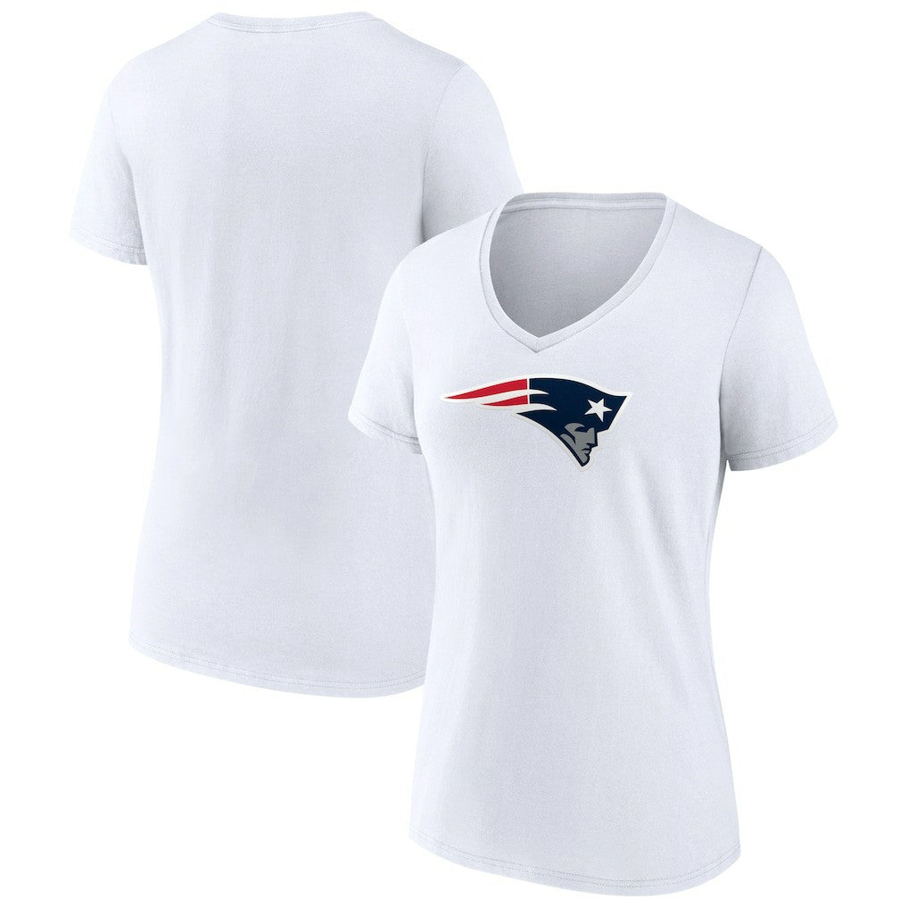 New England Patriots Women's Primary Team Logo V-Neck T-Shirt White - NFL