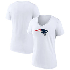 New England Patriots Women's Primary Team Logo V-Neck T-Shirt White - NFL