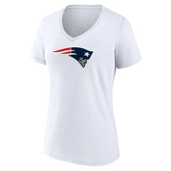 New England Patriots Women's Primary Team Logo V-Neck T-Shirt White - NFL