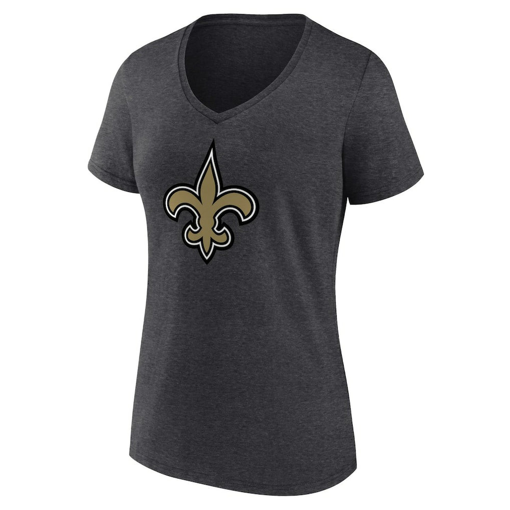 New Orleans Saints Women's Primary Team Logo V-Neck T-Shirt Charcoal - NFL