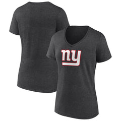 New York Giants Women's Primary Team Logo V-Neck T-Shirt Charcoal - NFL
