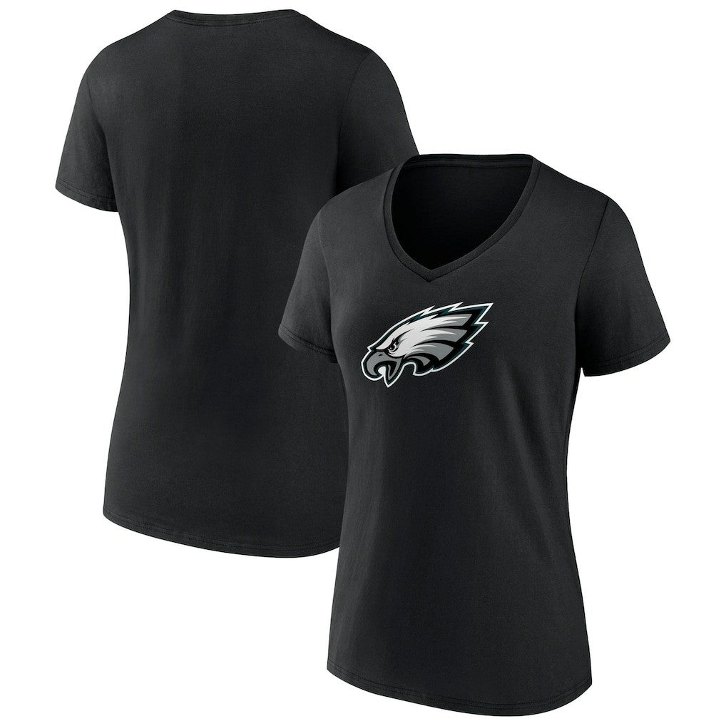 Philadelphia Eagles Women's Primary Team Logo V-Neck T-Shirt Black - NFL