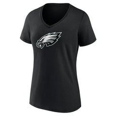Philadelphia Eagles Women's Primary Team Logo V-Neck T-Shirt Black - NFL