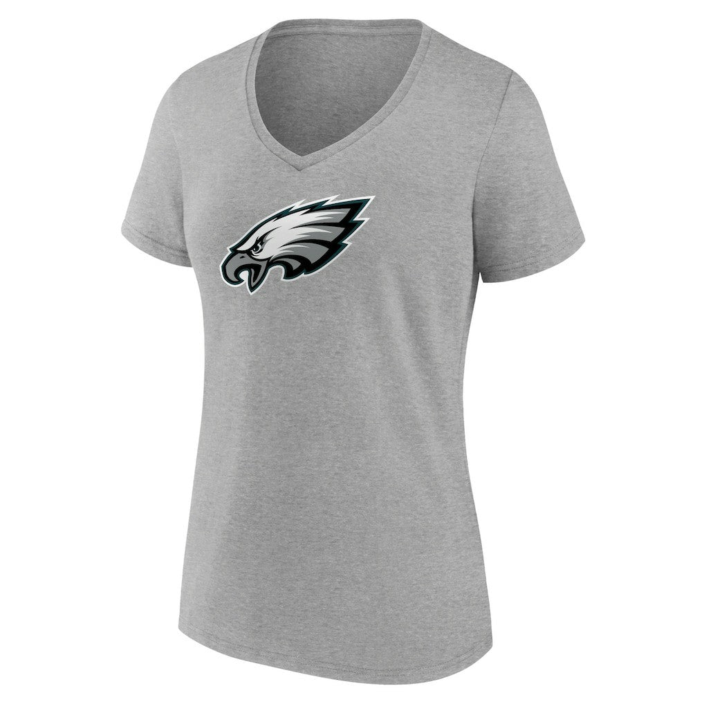 Philadelphia Eagles Women's Primary Team Logo V-Neck T-Shirt Heather Gray - NFL