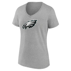 Philadelphia Eagles Women's Primary Team Logo V-Neck T-Shirt Heather Gray - NFL
