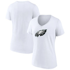 Philadelphia Eagles Women's Primary Team Logo V-Neck T-Shirt White - NFL