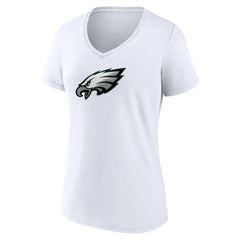 Philadelphia Eagles Women's Primary Team Logo V-Neck T-Shirt White - NFL