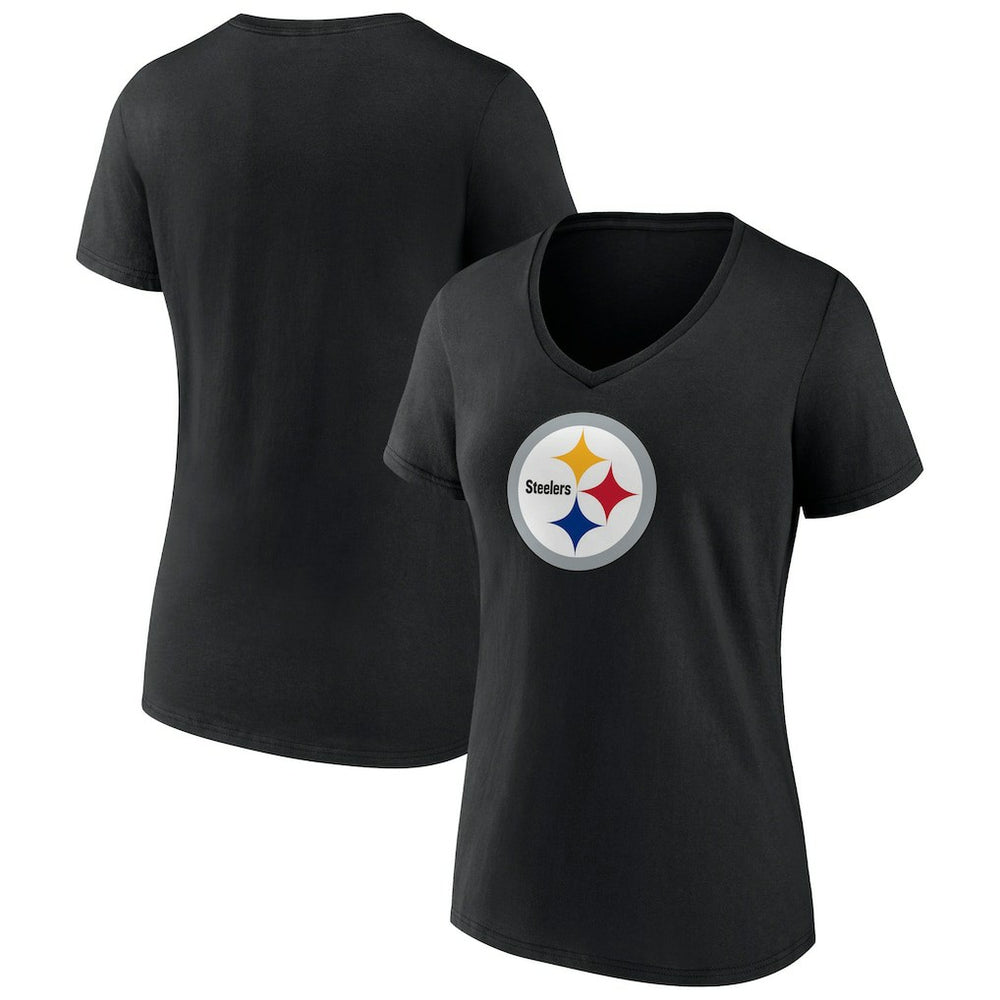 Pittsburgh Steelers Women's Primary Team Logo V-Neck T-Shirt Black - NFL