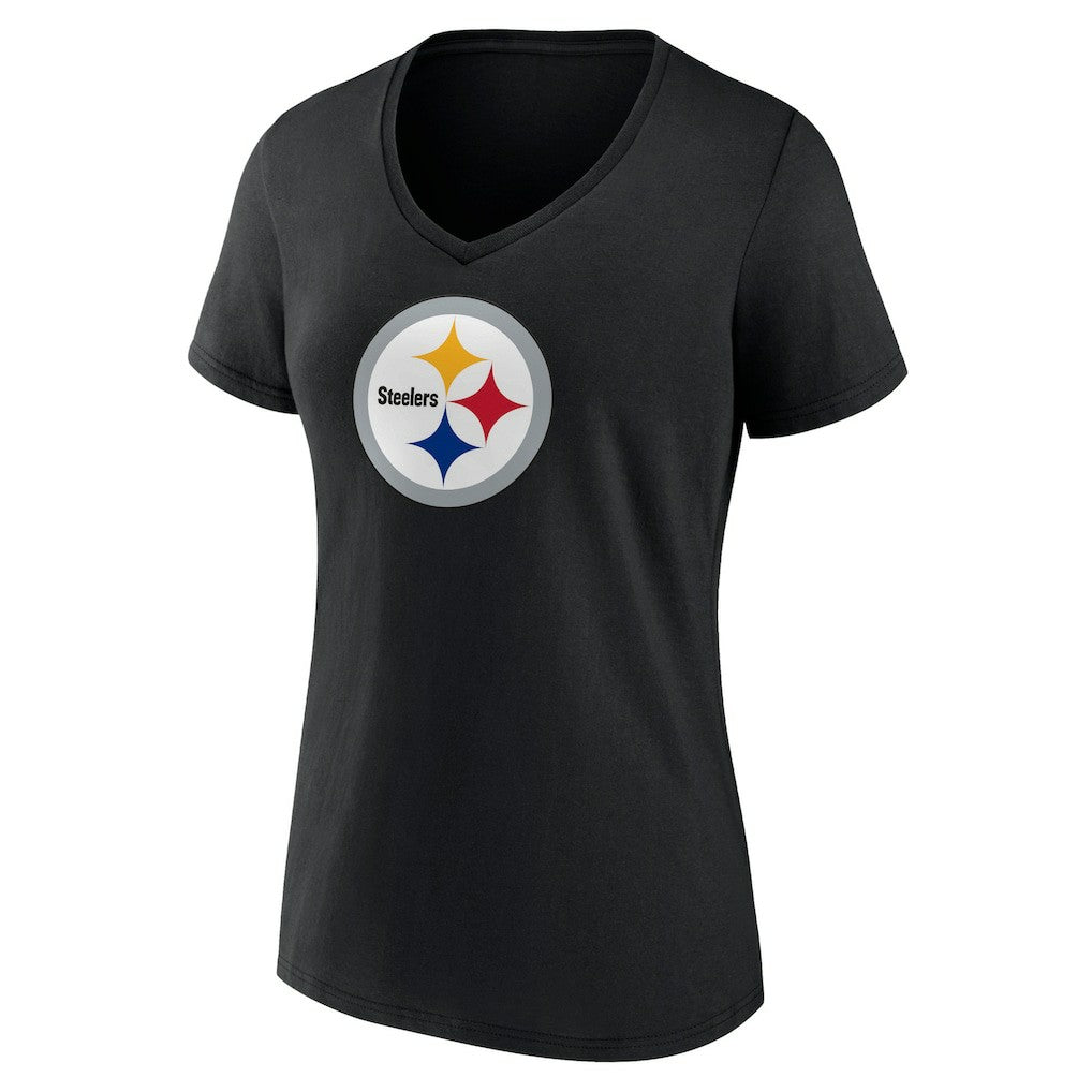 Pittsburgh Steelers Women's Primary Team Logo V-Neck T-Shirt Black - NFL