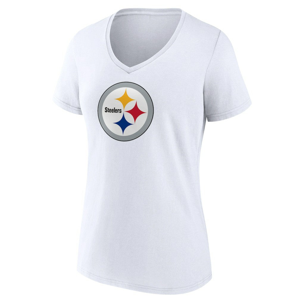 Pittsburgh Steelers Women's Primary Team Logo V-Neck T-Shirt White - NFL