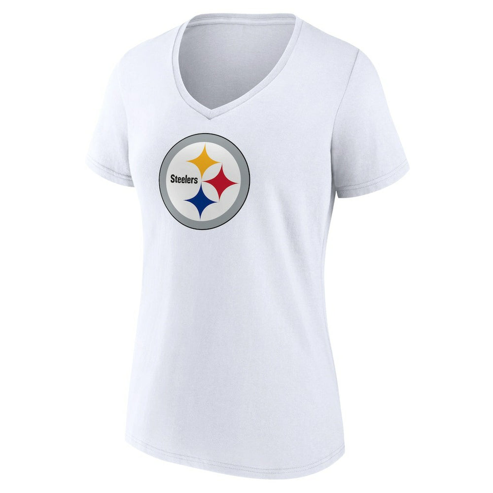 Pittsburgh Steelers Women's Primary Team Logo V-Neck T-Shirt White - NFL
