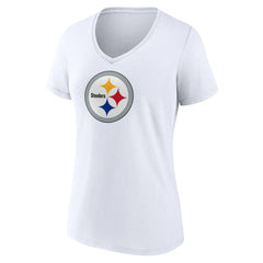 Pittsburgh Steelers Women's Primary Team Logo V-Neck T-Shirt White - NFL