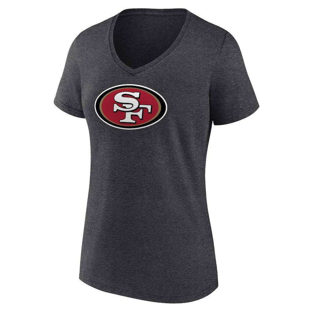 San Francisco 49ers Women's Primary Team Logo V-Neck T-Shirt Charcoal - NFL