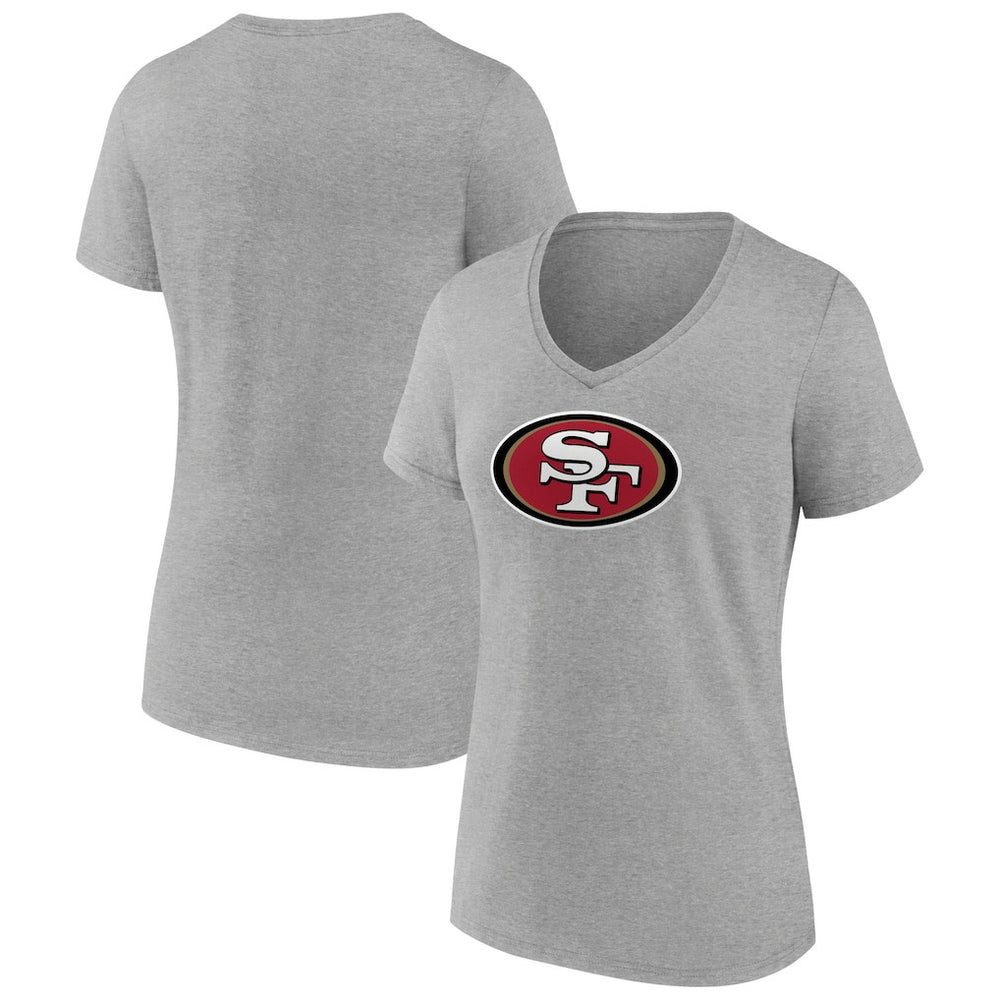 San Francisco 49ers Women's Primary Team Logo V-Neck T-Shirt Heather Gray - NFL