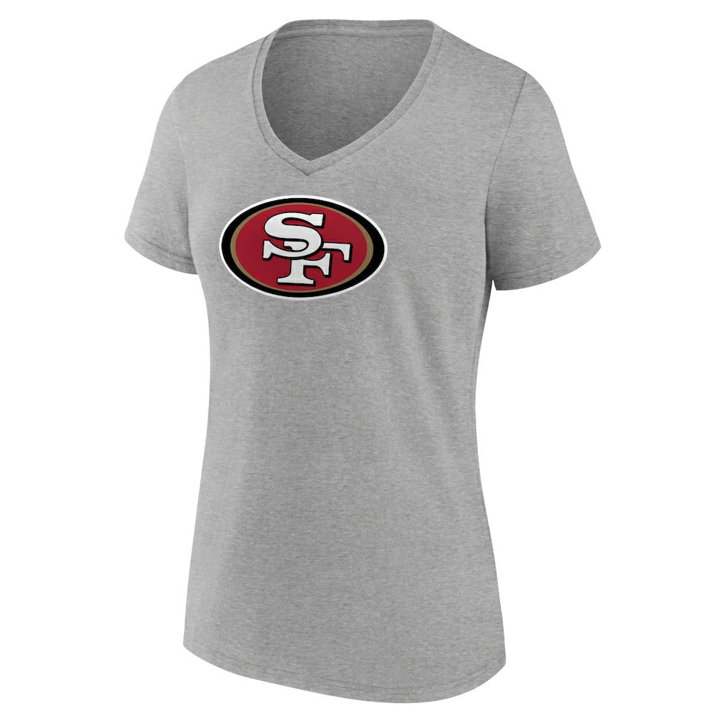 San Francisco 49ers Women's Primary Team Logo V-Neck T-Shirt Heather Gray - NFL