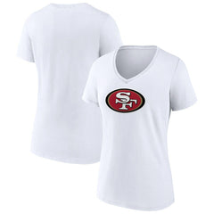 San Francisco 49ers Women's Primary Team Logo V-Neck T-Shirt White - NFL