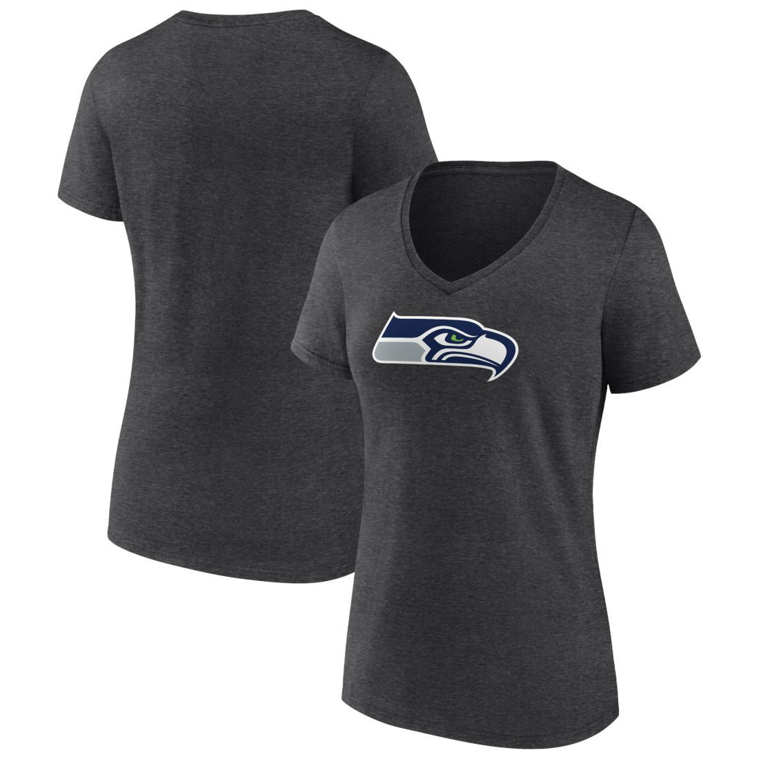 Seattle Seahawks Women's Primary Team Logo V-Neck T-Shirt Charcoal - NFL