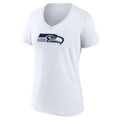 Seattle Seahawks Women's Primary Team Logo V-Neck T-Shirt White - NFL