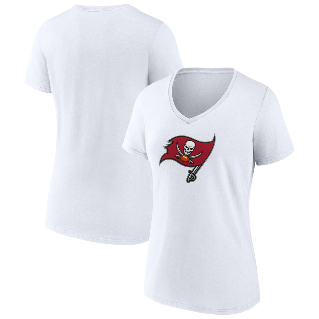 Tampa Bay Buccaneers Women's Primary Team Logo V-Neck T-Shirt White - NFL