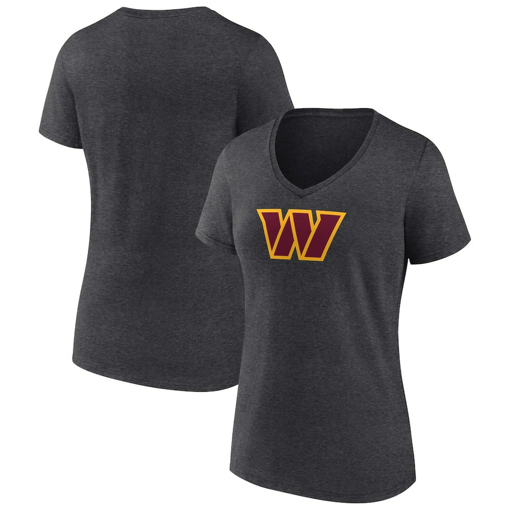 Washington Commanders Women's Primary Team Logo V-Neck T-Shirt Charcoal - NFL
