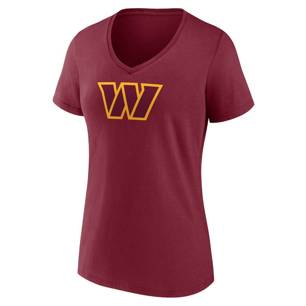 Washington Commanders Women's Primary Team Logo V-Neck T-Shirt Burgundy - NFL
