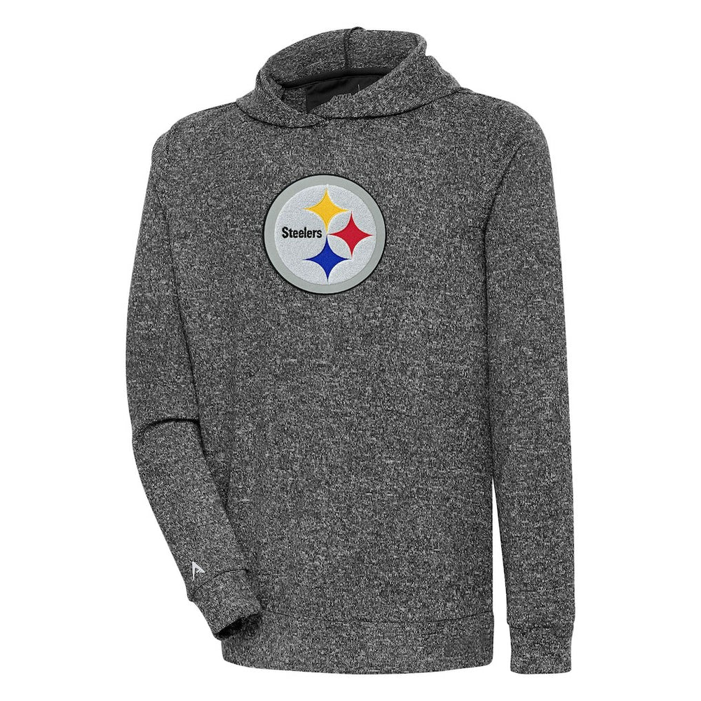 Pittsburgh Steelers Antigua Absolute Chenille Pullover Hoodie Heathered Black - NFL