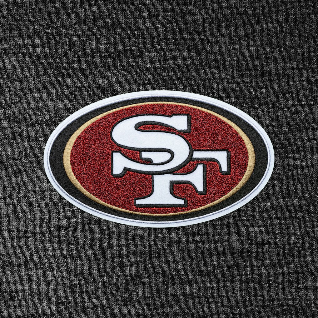 San Francisco 49ers Antigua Action Chenille Pullover Hoodie Heathered Black - NFL