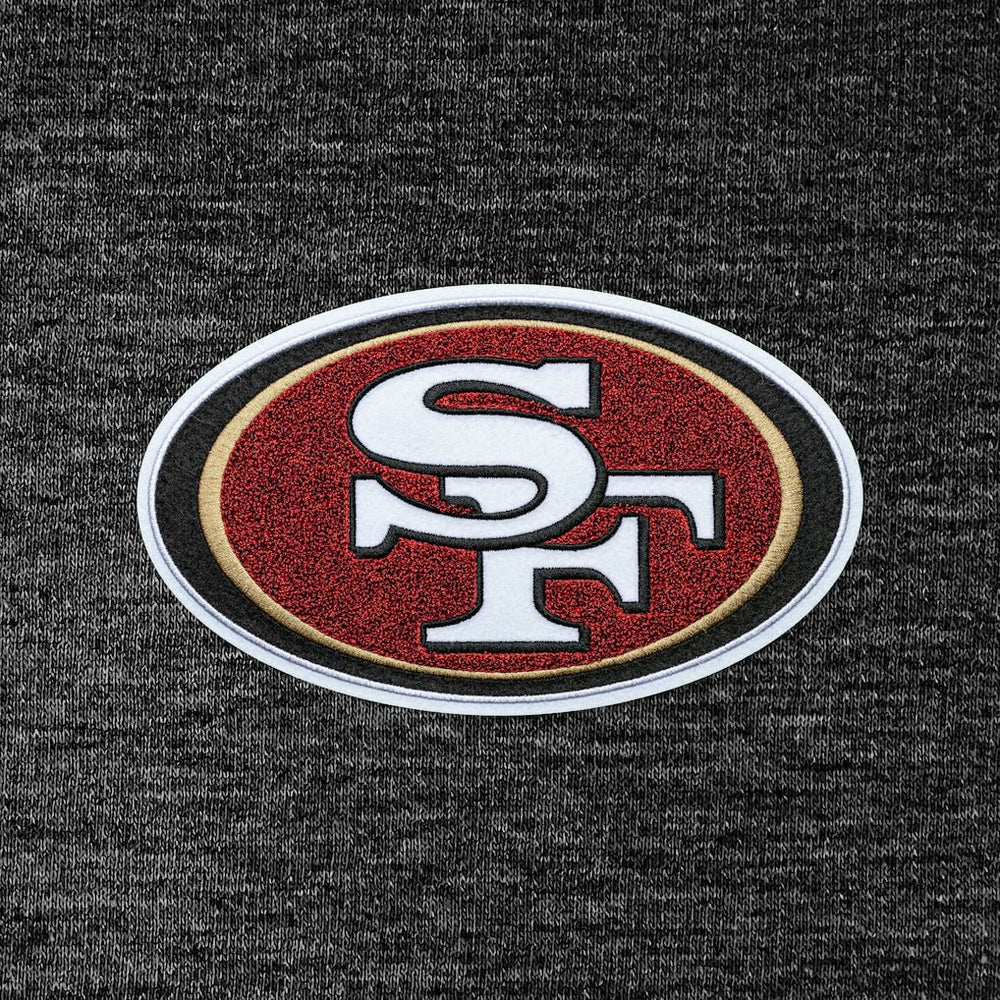 San Francisco 49ers Antigua Action Chenille Pullover Hoodie Heathered Black - NFL