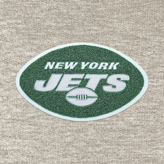 New York Jets Antigua Action Chenille Pullover Hoodie Oatmeal - NFL