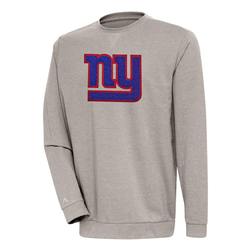 New York Giants Antigua Reward Chenille Pullover Crewneck Sweatshirt Oatmeal - NFL
