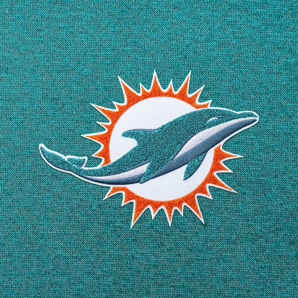Miami Dolphins Antigua Victory Chenille Pullover Hoodie Aqua - NFL