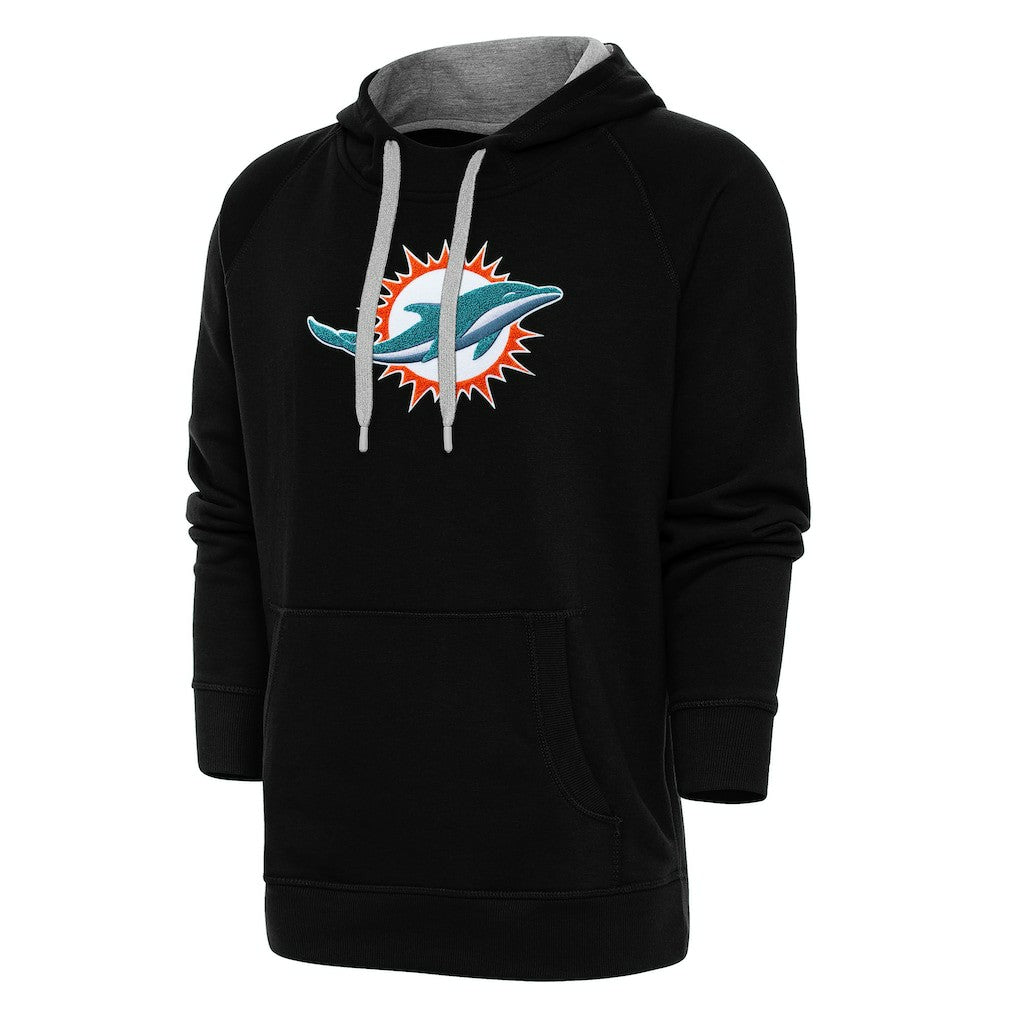 Miami Dolphins Antigua Victory Chenille Pullover Hoodie Black - NFL