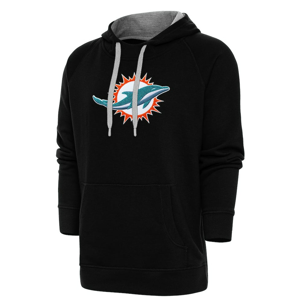 Miami Dolphins Antigua Victory Chenille Pullover Hoodie Black - NFL